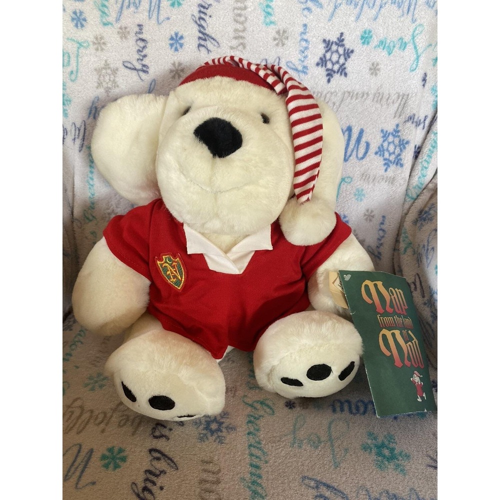 1992 'Nap From The Land of Nod' White Christmas Plush Dog W/Booklet, Target